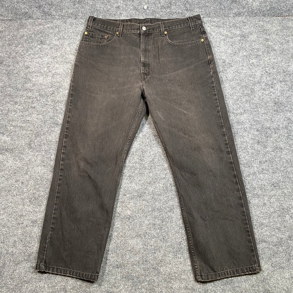 Levis 505 Mens Regular Fit Straight Leg Jeans Black 38x30 (Actual 36x27) Vintage